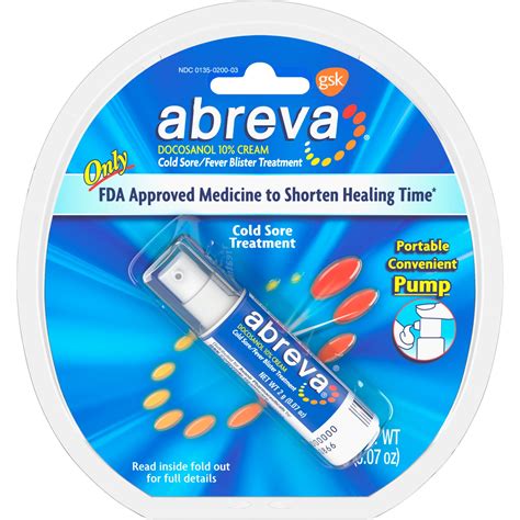 The dose for cold sores is 2000 mg every 12 hours. . Abreva dollar general